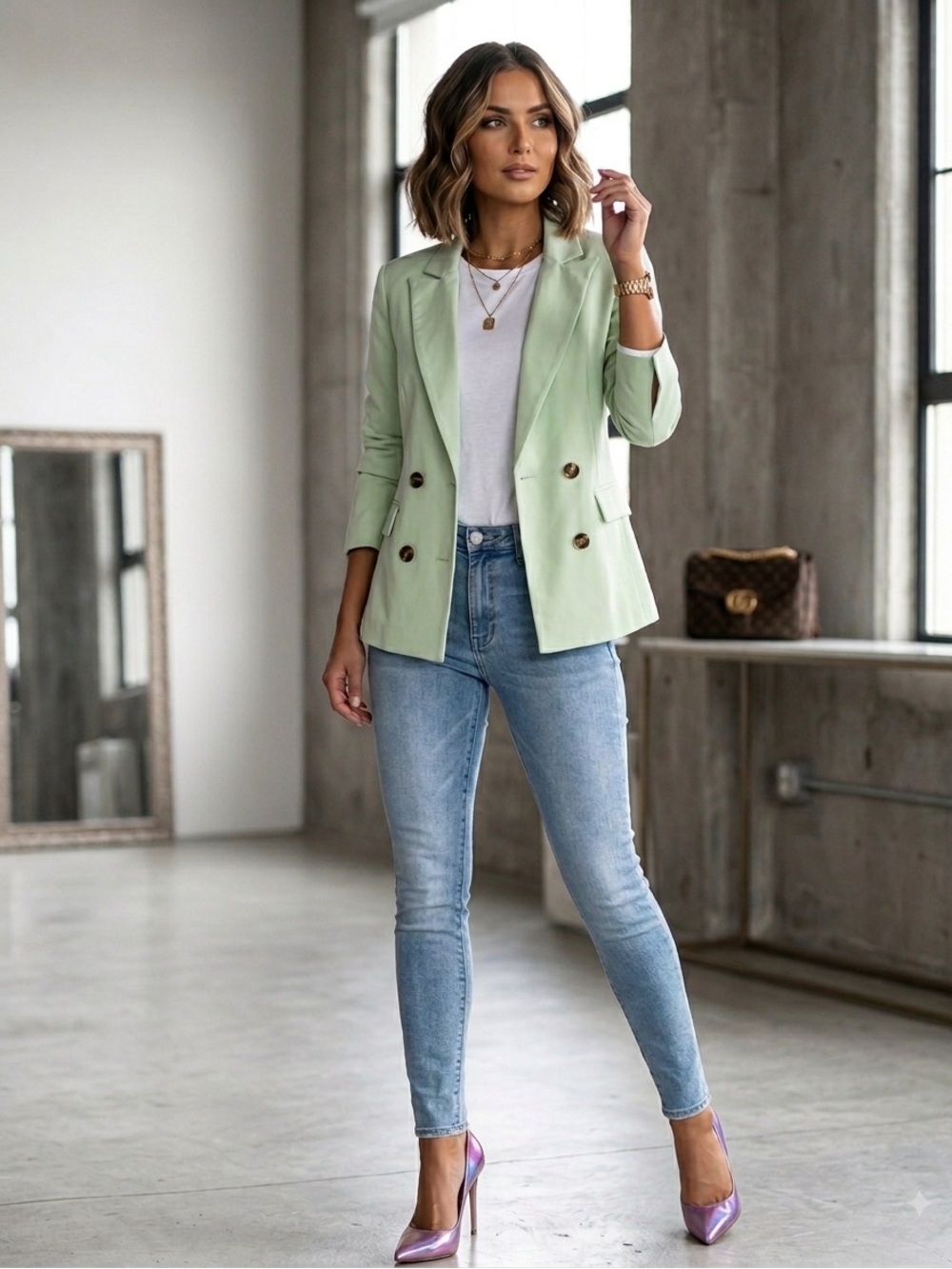 ASTR the Label - Women’s Blazer - Lime Green - Size M